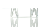 LAMBDA dizajnový stôl pevný sklo keramika dve podnože SOVET