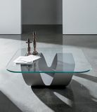 RING dizajnový sklenený konferenčný stolík SOVET