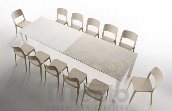 BADU Jedálenský stôl s rozťahovaním sklo a sklo keramika