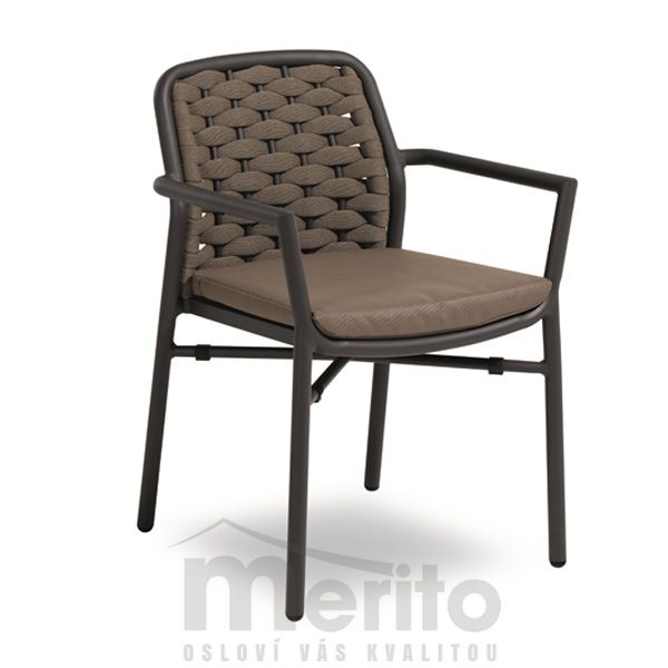 FLORA hnedá záhradná stolička hliník