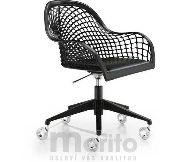 GUAPA DPB M stolička na kolieskach s podrúčkami koža