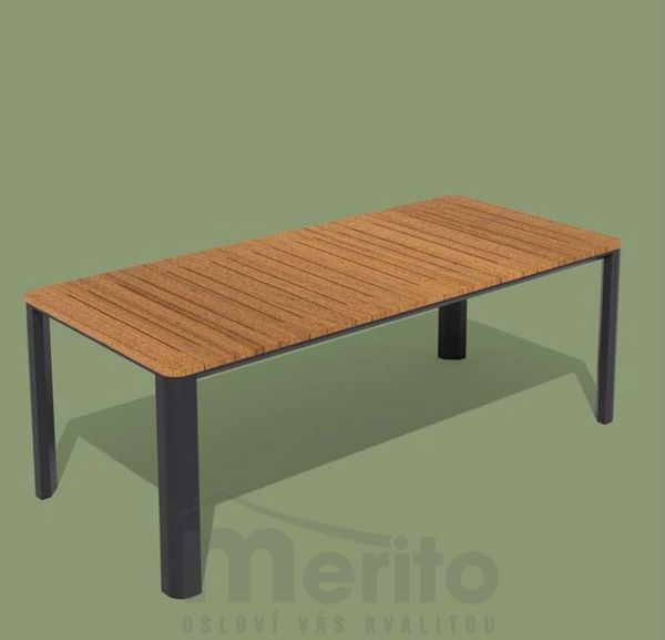 KODO dizajnový pevný záhradný stôl drevo teak, iroko