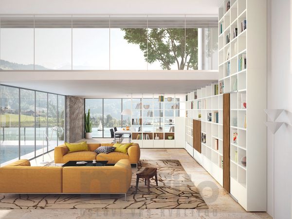 MEGA DESIGN luxusná obývačka knižnica na mieru