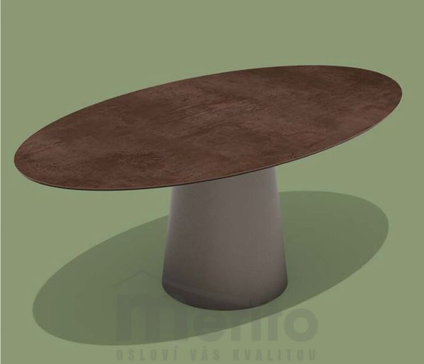 TOTEM dizajnový záhradný elipsový stôl keramica